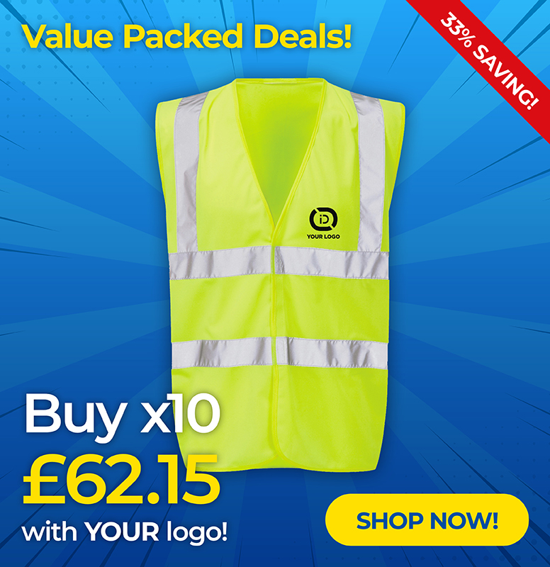 10x Hi-Vis Vests with Back Patch Print